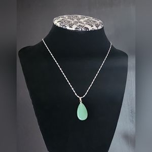 Aventurine Quartz 925 Sterling Silver Pendant 18" Singapore Chain Necklace NEW